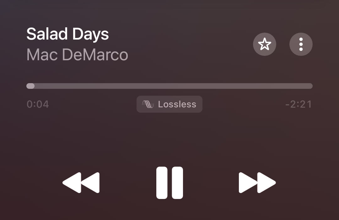 Screenshot of music streaming app showing lossless audio